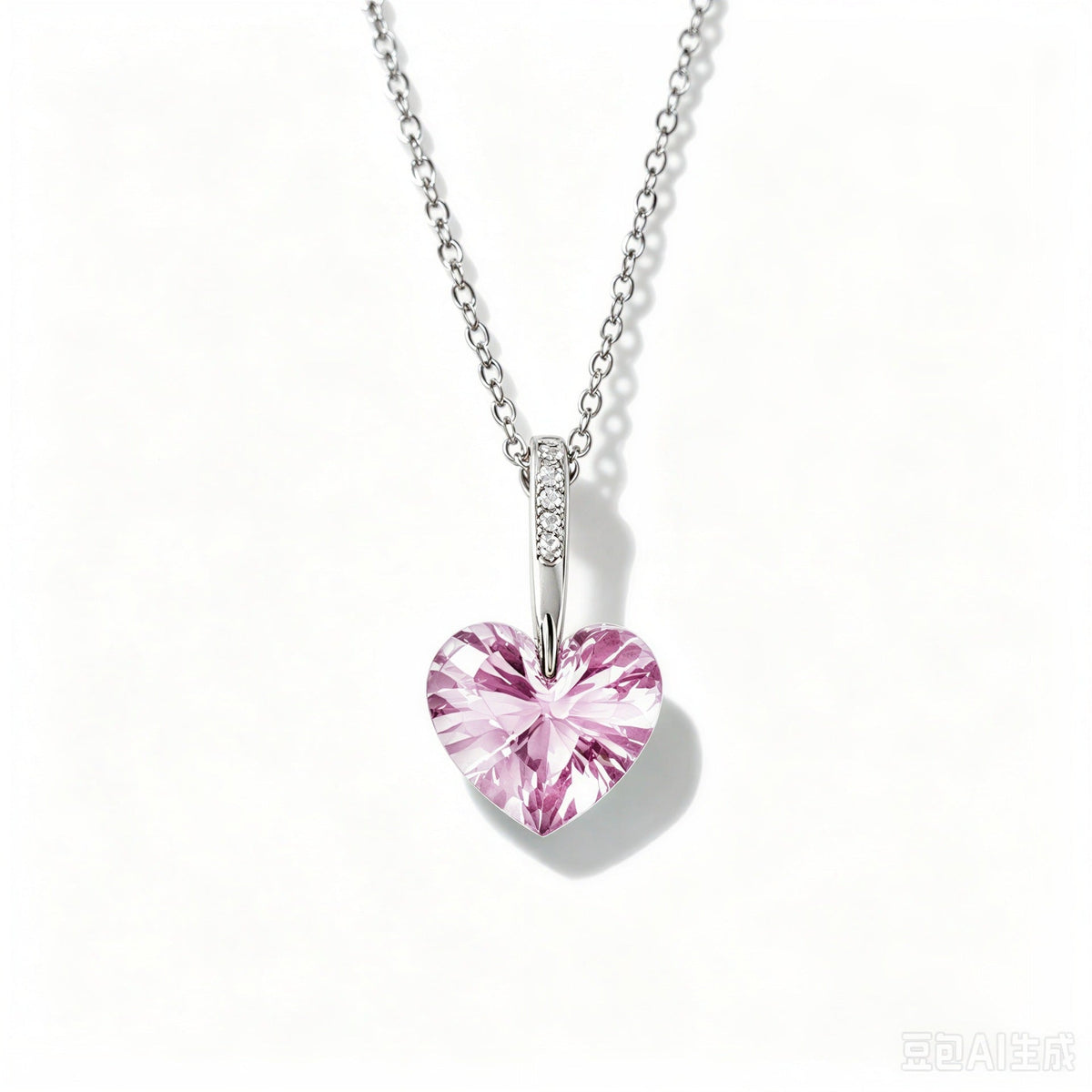 Crystal Heart Necklace in 925 Sterling Silver, 5 Colors