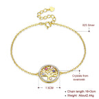 Tree of Life Bracelet with Colored Crystals in 925 Sterling Silver