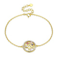Tree of Life Bracelet with Colored Crystals in 925 Sterling Silver