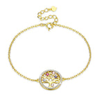 Tree of Life Bracelet with Colored Crystals in 925 Sterling Silver