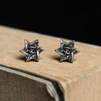 Star of David Stud Earrings in 925 Sterling Silver, Oxidized