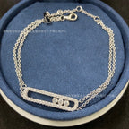 Sliding Bar Bracelet in 925 Sterling Silver, Double Chain