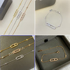 Sliding Bar Bracelet in 925 Sterling Silver, Double Chain