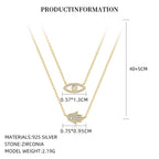 Evil Eye and Hamsa Layered Necklace in 925 Sterling Silver