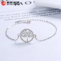 Tree of Life Bracelet in 925 Sterling Silver, Cubic Zirconia Circle