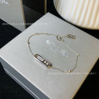 Sliding Bar Bracelet in 925 Sterling Silver, Double Chain