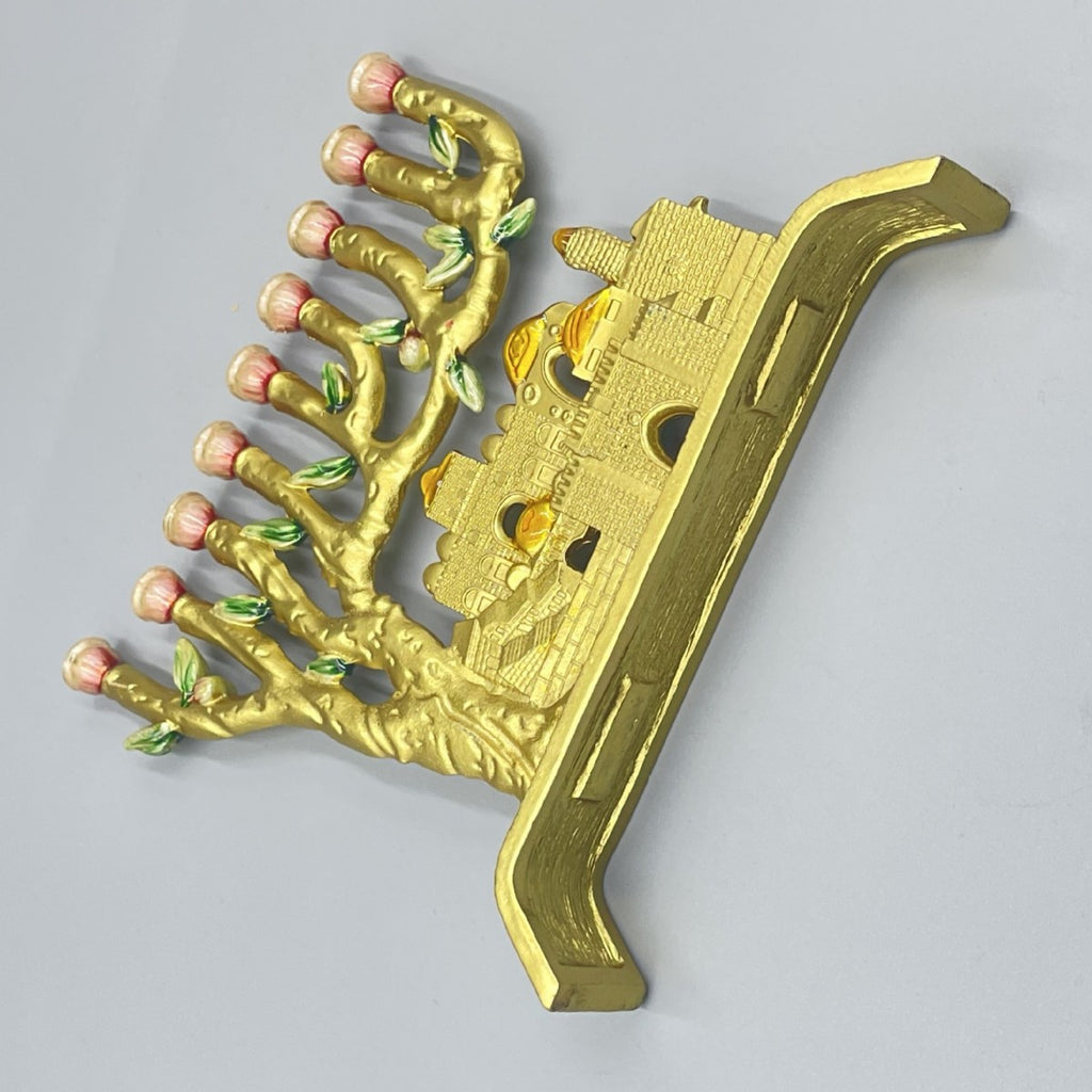 Jerusalem Old City Hanukkah Menorah, Gold-Tone, 14 cm Tall