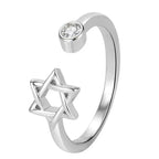 Star of David Ring in 925 Sterling Silver, Open Adjustable