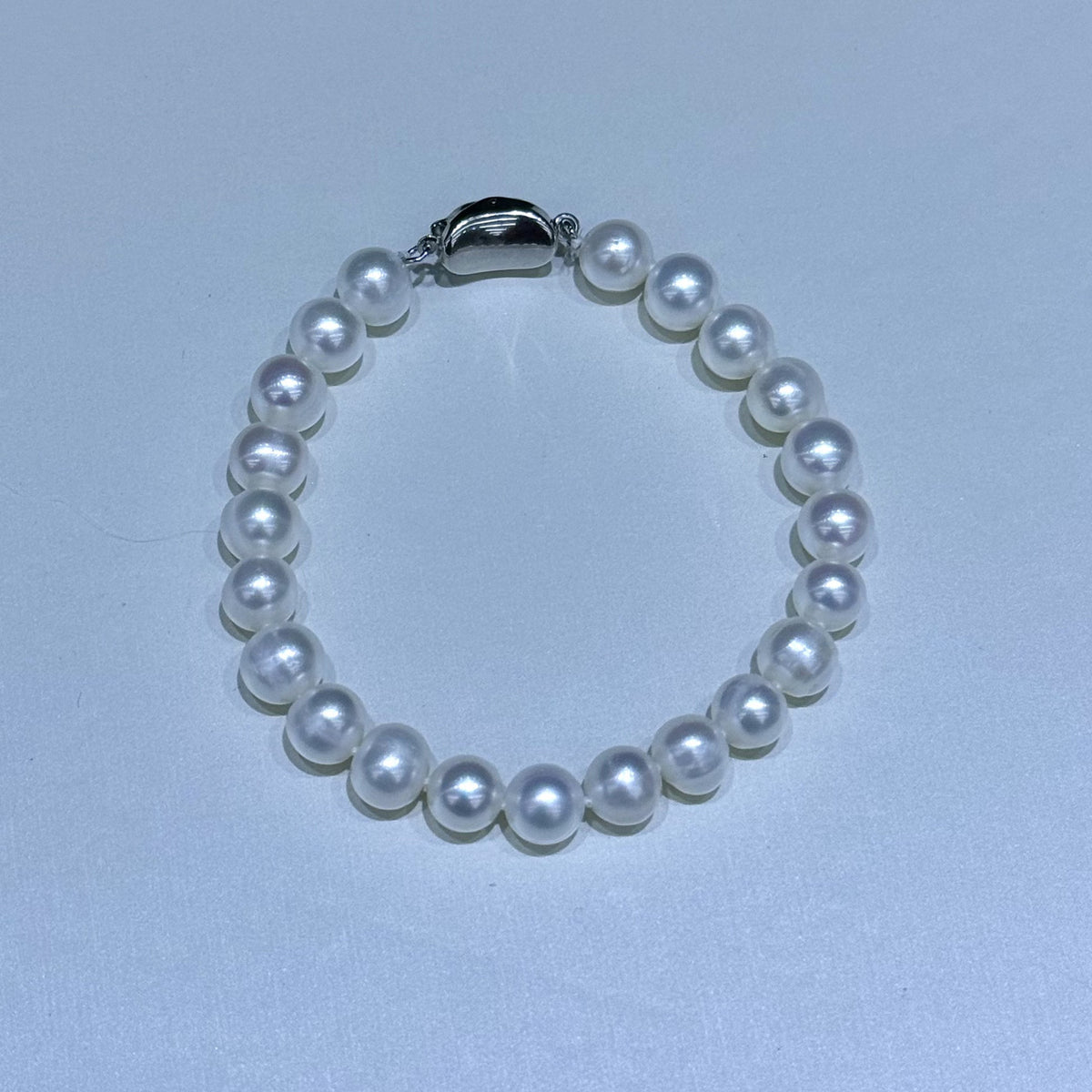 Freshwater Pearl Bracelet with 925 Sterling Silver Clasp, 7-8 mm