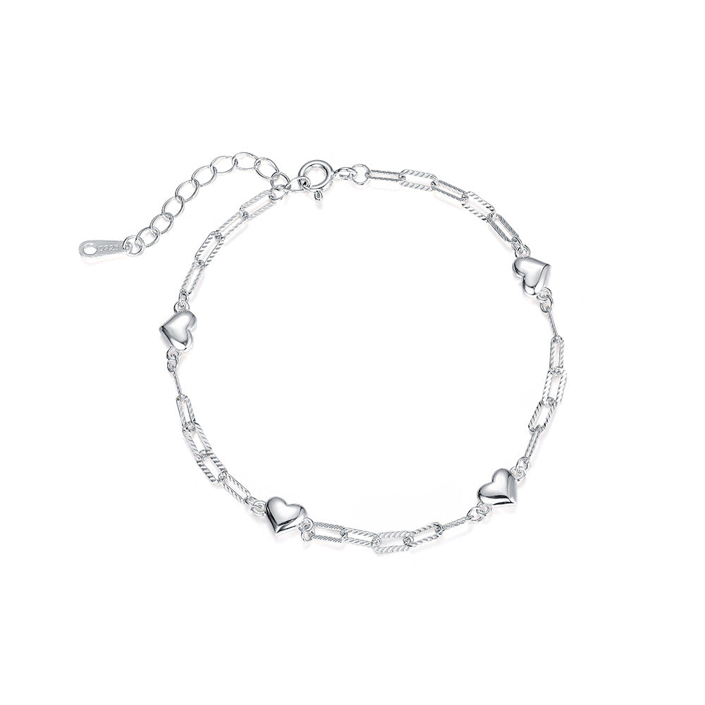 Paperclip Heart Bracelet in 925 Sterling Silver