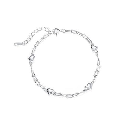 Paperclip Heart Bracelet in 925 Sterling Silver