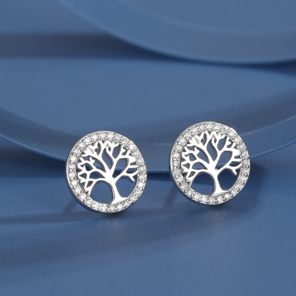 Tree of Life Necklace in 925 Sterling Silver, Round Openwork Pendant