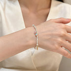 Tulip & Enamel Heart Bracelet in 925 Sterling Silver, Pastel Charms