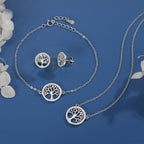 Tree of Life Necklace in 925 Sterling Silver, Round Openwork Pendant