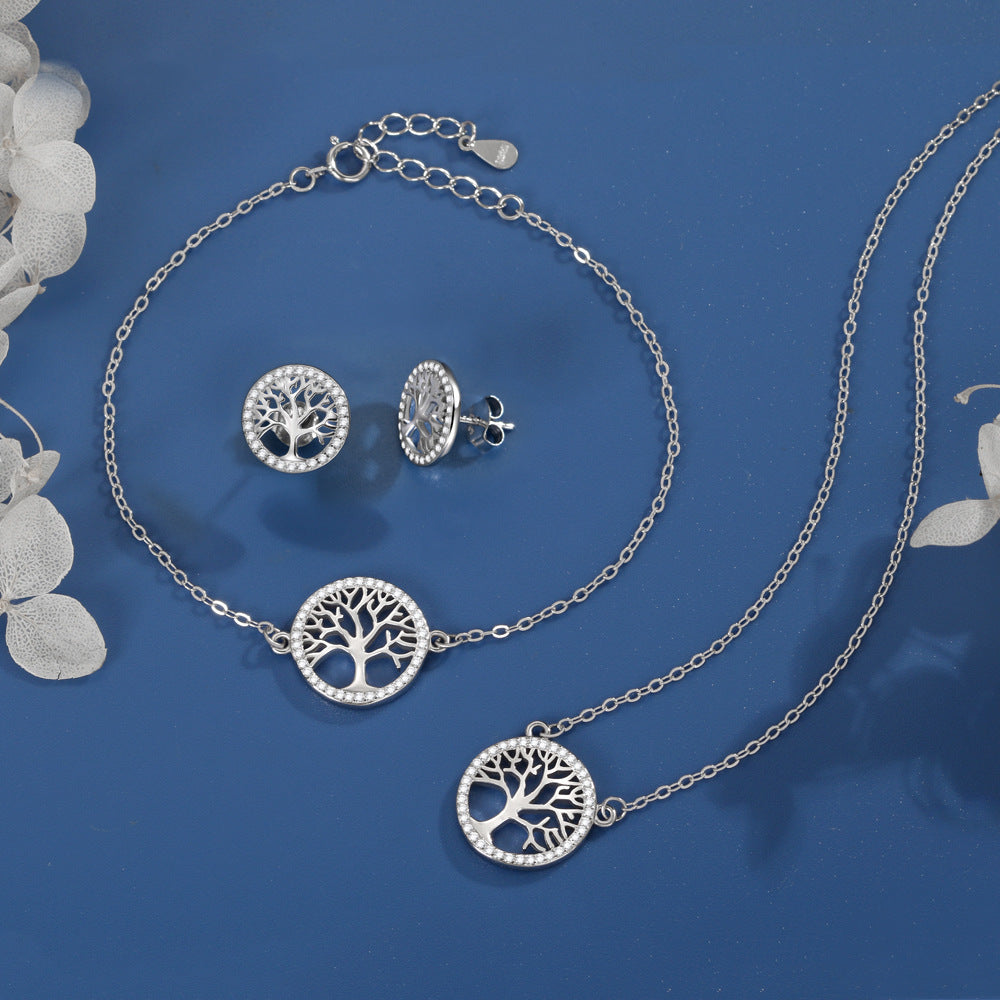 Tree of Life Bracelet in 925 Sterling Silver, Round Openwork Charm