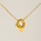 Initial Necklace in 18K Gold-Plated Stainless Steel, Bubble Letter A-Z