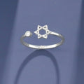 Star of David Ring in 925 Sterling Silver, Open Adjustable