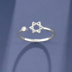 Star of David Ring in 925 Sterling Silver, Open Adjustable