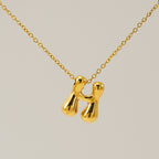 Initial Necklace in 18K Gold-Plated Stainless Steel, Bubble Letter A-Z