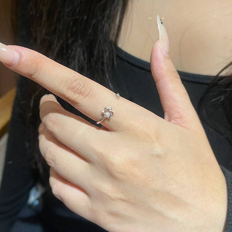 Star of David Ring in 925 Sterling Silver, Open Adjustable