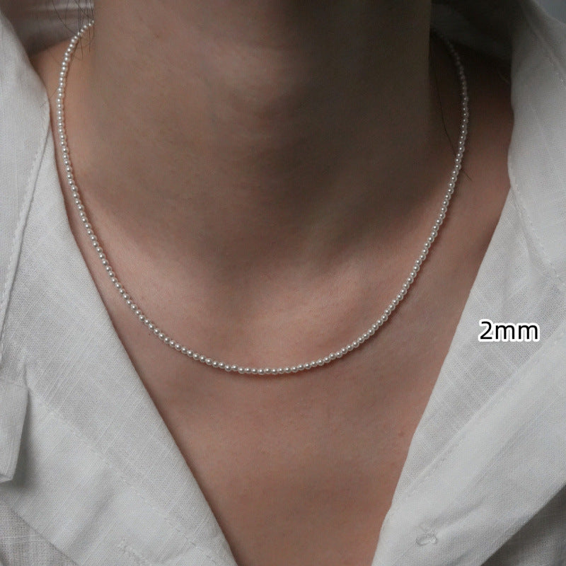 Crystal Pearl Necklace with 925 Sterling Silver Clasp, 2-10 mm