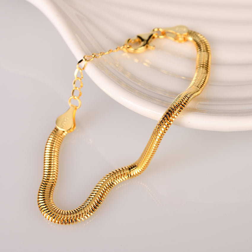 Flat Snake Chain Bracelet in 925 Sterling Silver, 5-6 mm