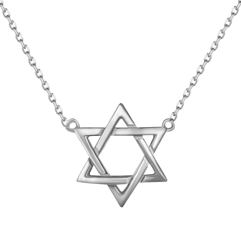 Interlocked Star of David Necklace in 925 Sterling Silver