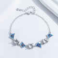 Blue Butterfly Link Bracelet in 925 Sterling Silver, Enamel Butterflies