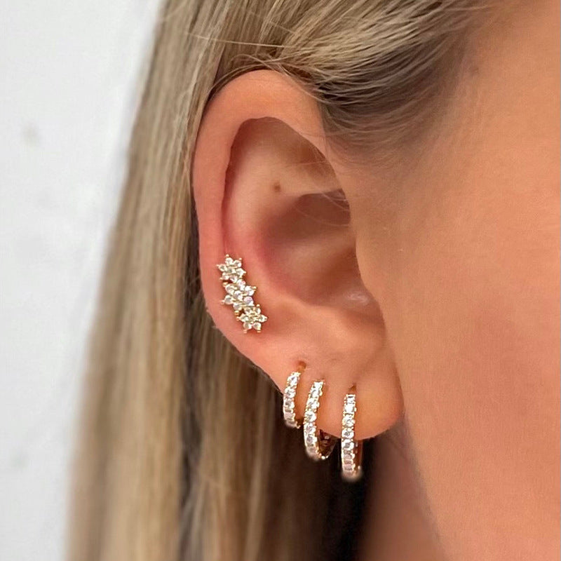 Star Ear Climber Earrings in 925 Sterling Silver, Cubic Zirconia