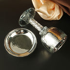 Crystal Glass Kiddush Cup with Saucer, 16 cm, Clear or Silver
