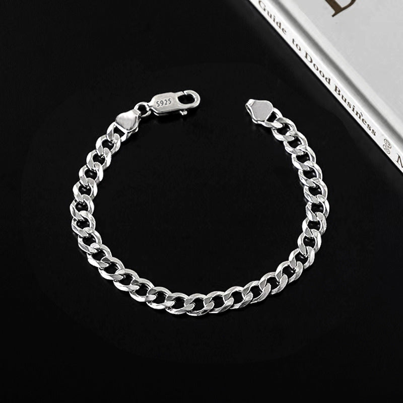 Cuban Link Bracelet in 925 Sterling Silver, 4 mm