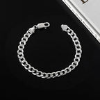 Cuban Link Bracelet in 925 Sterling Silver, 4 mm