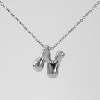 Initial Necklace in 18K Gold-Plated Stainless Steel, Bubble Letter A-Z