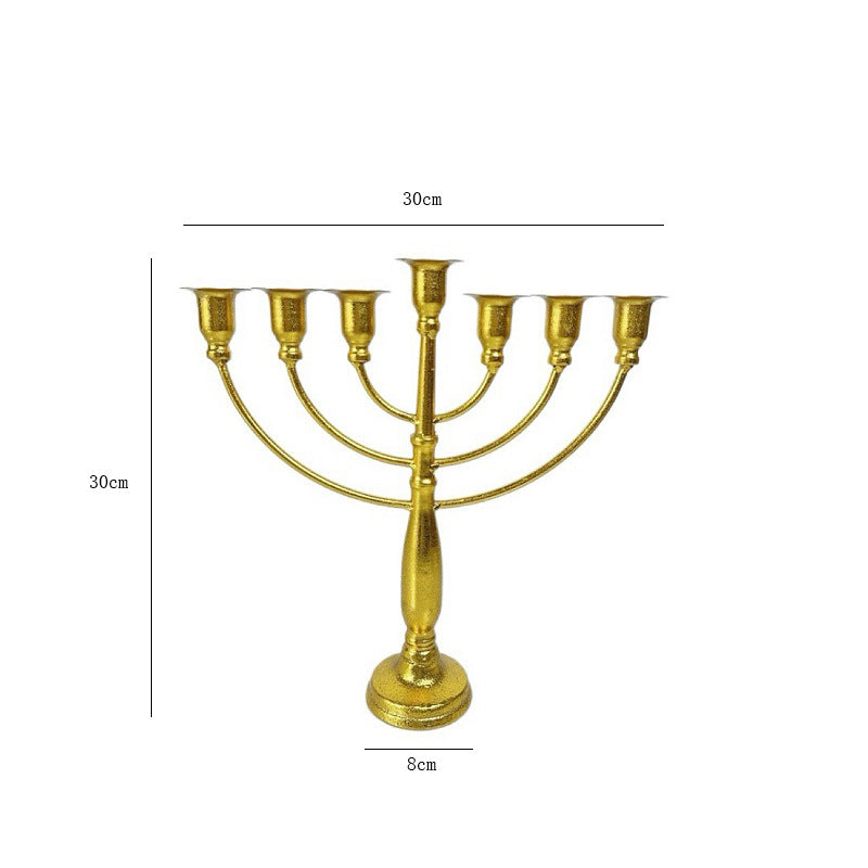 Classic Gold Menorah, 30 cm Tall, 9-Branch Hanukkah or 7-Branch Temple Style
