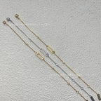 Sliding Bar Bracelet in 925 Sterling Silver, Double Chain