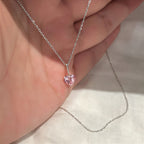 Crystal Heart Necklace in 925 Sterling Silver, 5 Colors