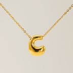 Initial Necklace in 18K Gold-Plated Stainless Steel, Bubble Letter A-Z