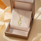 Hamsa Necklace in Gold Plated 925 Sterling Silver, Dainty Pavé