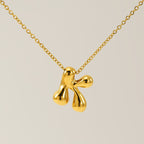 Initial Necklace in 18K Gold-Plated Stainless Steel, Bubble Letter A-Z