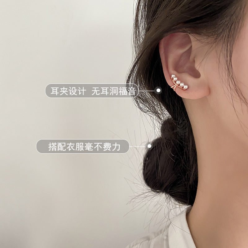 Pearl Ear Cuff in 925 Sterling Silver, No Piercing Needed