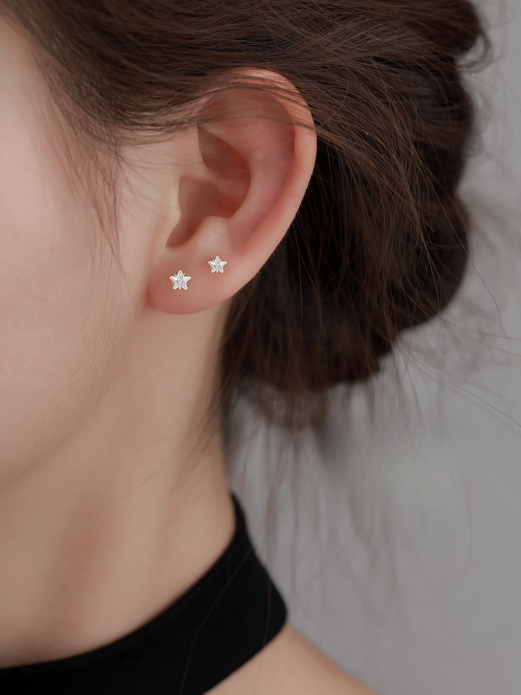 Star Stud Earrings in 925 Sterling Silver, Cubic Zirconia