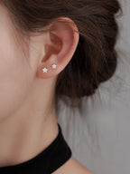 Star Stud Earrings in 925 Sterling Silver, Cubic Zirconia