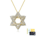 Star of David Necklace with Moissanite in Gold Plated 925 Sterling Silver, GRA Certified