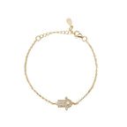 Hamsa Bracelet in 925 Sterling Silver, Pavé Cubic Zirconia Charm