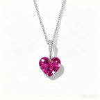 Crystal Heart Necklace in 925 Sterling Silver, 5 Colors