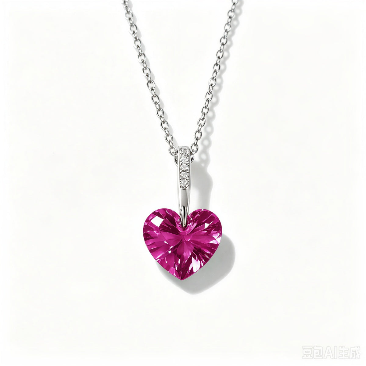 Crystal Heart Necklace in 925 Sterling Silver, 5 Colors