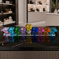 Designer Crystal Glass Hanukkah Menorah, 9 Cups, Clear, Amber or Rainbow