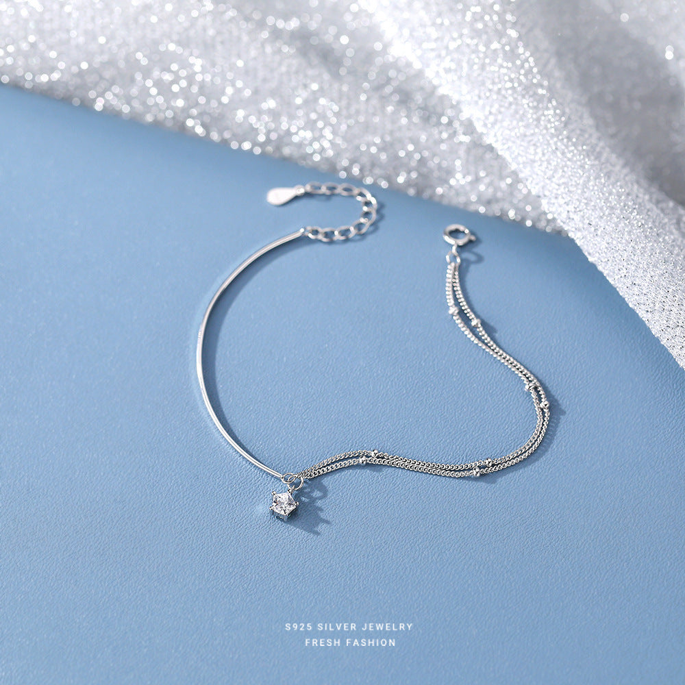 Dainty Star Bracelet in 925 Sterling Silver, Double Strand