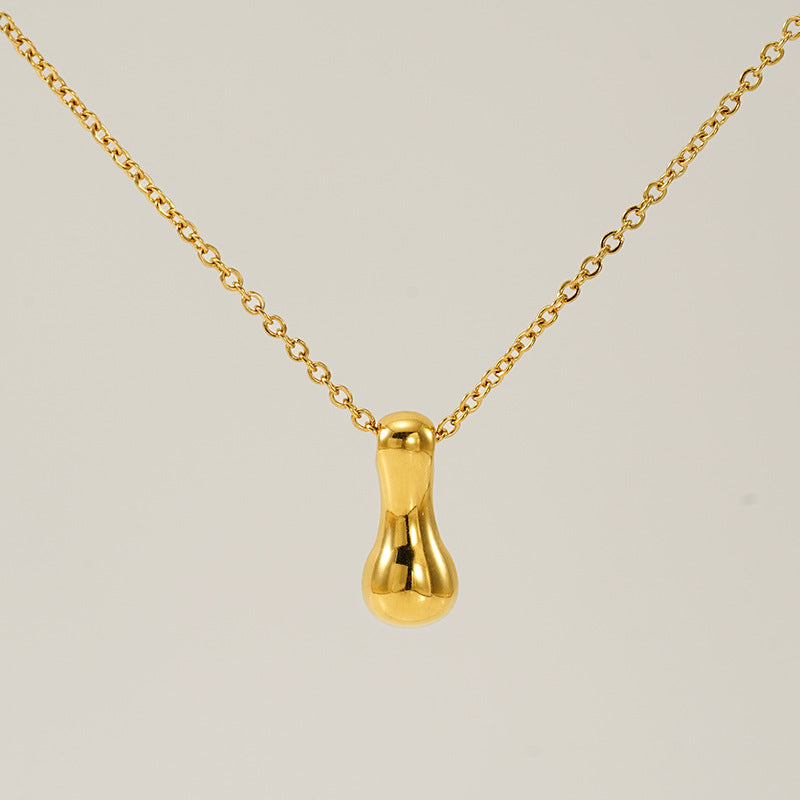 Initial Necklace in 18K Gold-Plated Stainless Steel, Bubble Letter A-Z