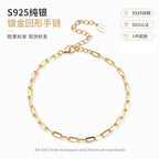 Paperclip Chain Bracelet in 925 Sterling Silver, Adjustable